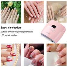 Lámpara UV recargable de 66 W con doble fuente de luz UV/LED, 2 limas de uñas, asa incluida, portátil e inalámbrica, para uñas de gel (rosa)