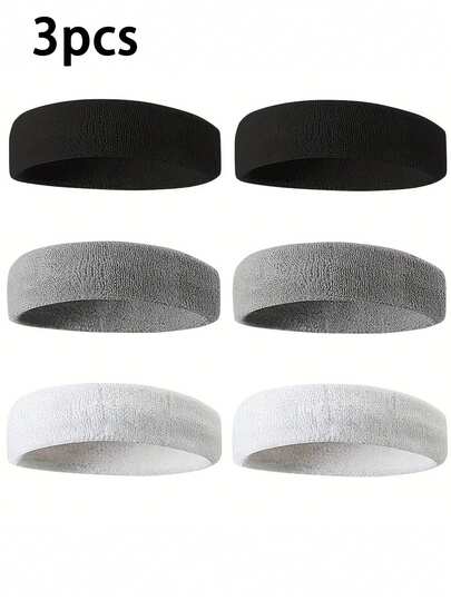3pcs Unisex Sweatband - Ideal For Yoga, Fitness, Tennis, Running And Basketball - Elastic Sports Headband For Maximum Comfort And Dryness