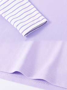 Kleine Mädchen 3 Stücke Süß Langarm T-Shirt, Kinder Elegant T-Shirt, gestreifter Kontrast 2 in 1 Top