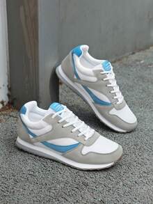 Autumn Mesh Thick Sole Casual Sports Sneakers , Fashion Versatile Simple Comfortable Shoes - White and Blue - View 7