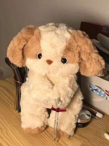 1 pieza muñeca de peluche suave con diseño de perrito de 25CM/9.84 pulgadas, muñeco de perro relleno, accesorio de fotografía, decoración para sofá, cama y coche, regalo de cumpleaños para familia, amigos y estudiantes