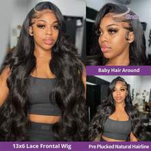 30 Inch Body Wave Lace Front Wigs Human Hair 200% Density, 13x6 HD Transparent Lace Frontal Wigs Human Hair Glueless Brazilian Virgin Wig For Women Pre Plucked Bleached Knots With Baby Hair - Natural Black - 查看 5