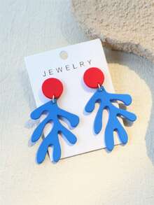 1 Pair Oceanic Style Blue Seaweed Texture Acrylic Drop Earrings For Women - Multicolor - View 6