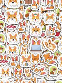 6pcs 56 Stickers Corgi Stickers Graffiti Stickers Cheap Stickers Vinyl Stickers Diary Stickers Hand Tent Stickers Decorate Party Skateboard Phone Case Water Cup Guitar Sticker Sticker Can Diy Sticker Sticker Notebook Sticker - Multicolor - View 3