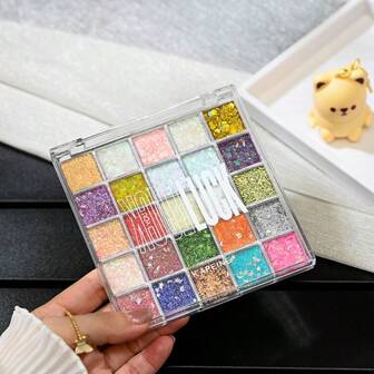 K'APEINE 25 色闪光眼影盘，全尺寸闪亮金属闪光眼影适合舞台表演、音乐会、音乐节打造光彩夺目的妆容