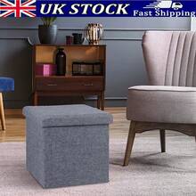 Grey Small Ottoman Storage Box With Lid, Foot Rest Stool With Storage, Folding Footstool Cube Seat For Living Room(30x30x30cm) - Grey - View 1
