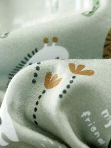 2pcs/Set Summer Baby Boys Cartoon Animal & Dinosaur All Over Print 2 In 1 Bib Overalls Jumpsuit Outfit