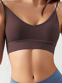 Set de 3 bras deportivos sin costuras con estampado de rayas, sujetador sin aros cómodo y sexy con diseño de espalda de tirantes anchos para mujeres