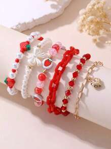 4 piezas Pulsera geométrica con cuentas de árbol de Navidad y caramelo 2026, de metal CCB, regalo de fiesta de moda casual