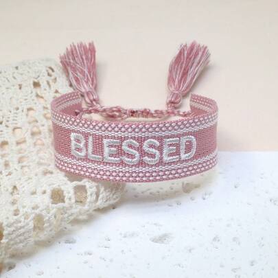 1pc Handmade Woven Boho Style Embroidered Bracelet, Suitable As Gift Foramily, Friends, Students, Festivals, Parties, Travels, Weddings, Blessing Accessory