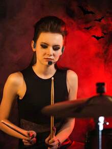 摇滚明星服装配饰耳机，角色扮演假麦克风摇滚明星歌手麦克风头饰万圣节服装配饰道具黑色假麦克风耳机服装道具摇滚明星服装配饰，摇滚明星歌手服装耳机麦克风，头戴式麦克风耳机服装配饰道具适用于万圣节角色扮演音乐派对圣诞节，适合母亲节、婚礼季、毕业季、送给家人和朋友的礼物 - 彩色 - 查看 5