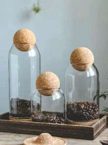 Glass Sealed Canister For Coffee Beans And Dried Fruits Kitchen Storage Jar With Cork Lid