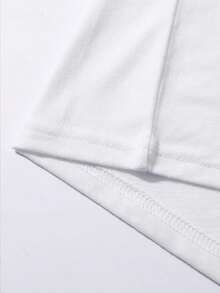 Women's Casual Fashionable Metal Shiny Lip Print T-Shirt, Summer - White - View 4