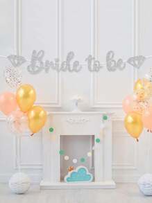 1pc Bride-To-Be Diamond Streamer Flag, Glitter Letter Backdrop Banner For Bridal Shower Party