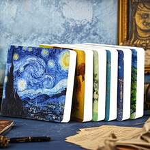 1 pieza/4 piezas Cuaderno de bocetos de Van Gogh, 200 páginas, papel en blanco, libreta de bocetos de viaje, portátil, dibujo a mano, libro de pintura DIY, pintura artística, suministros de pintura artística - 14 cm x 14 cm - Ver 9
