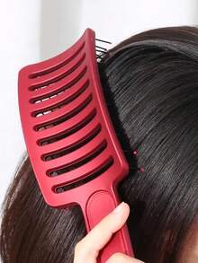 Wholesale Voluminous Hair Styling Comb, Curved Wide-Tooth Detangling Comb, ABS Plastic Material - Red - View 8