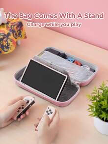 Accesorio Kit de Consola de Juego para Switch, compatible con Switch NS/Switch OLED/Switch Lite, incluye estuche protector, bolsa de almacenamiento, cubierta para el dock, protectores para Joy-Con y talla grande, diseño anti-caídas y resistente a arañazos, ideal para gamers - Rosa - Ver 10