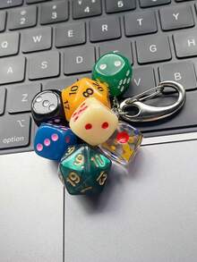 1 Pc Vintage-Look Lucky Dice String Pendant Keychain, Suitable For Daily Wear Or Gift - Multicolor - View 5