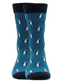 1 par de calcetines de hombre con estampado de pingüino, con un lindo diseño de pingüino - Multicolor - Ver 5