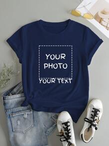 Individuelle Sport-Personalisierte Geschenke, Individuelle Damen T-Shirts, fügen Sie Text und Bilder hinzu (Selfies/Landschaften/Familien Fotos/Freunde/Paare Fotos/Muster/Haustiere usw.), Text in Wunschschriftart und -farbe, Entwerfe Dein eigenes individuell bedrucktes T-Shirt als Geschenk für Deine Freundin