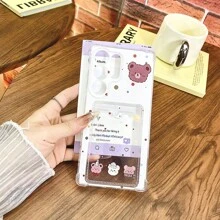 Multi-Functional Plush Bear Phone Case With Card Slot, Compatible With Galaxy S25, S24 ULTRA, S24 FE, S25 ULTRA, Galaxy A36, A56, S23 Ultra, TECNO SPARK GO 2024, POP8, SPARK20C, SPARK20, POVA6, POVA6 PRO 5G, POP9 4G, SPARK GO1, SPARK GO 2025, Shock Proof, Card Holder Design, Suitable For Student ID, Credit Card, ID Card Storage
