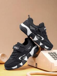 1 par de zapatos deportivos casuales clásicos, livianos y transpirables de malla, con correa, unisex para niños, aptos para correr, uso diario y la escuela