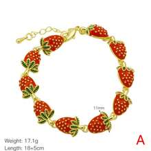1pc 2025 Fashion Jewelry Gold Plated Enamel Red Insect Ladybug Strawberry Bracelet - Charm Bracelet - View 11
