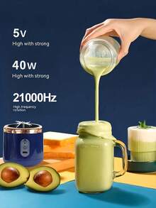 1 st bärbar minijuicerkopp, elektrisk multifunktionsmixer med 6 blad, färskpressad juice- och smoothiemaskin, matberedare med iskrossningskopp, sladdlös elektrisk juicer, trådlös 400 ml minijuicemixer med kopp, USB-laddningsbar juicemixer med kopp - Multifärgad - Visa 4