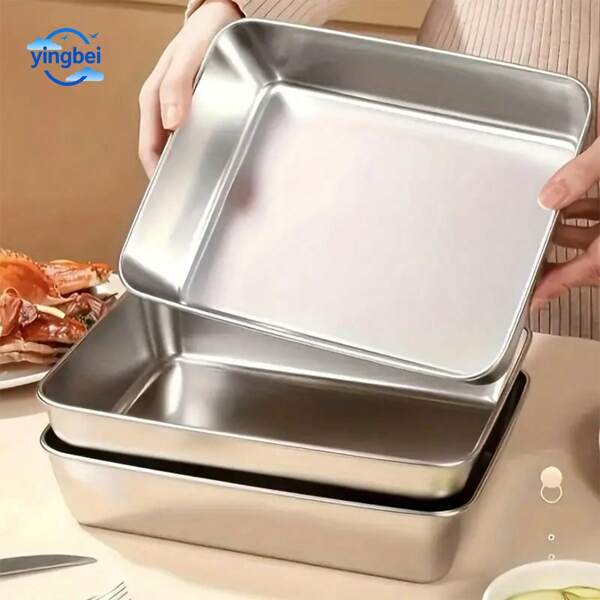 1pc Stainless Steel Stackable Food Storage Container With Airtight Lid, Microwave Safe, Hinged Lid, Square, For Salad, Fruits, Food Storage, Kitchen Organization, Fridge Freshness, Freezer Safe, Multi-Purpose Meal Prep