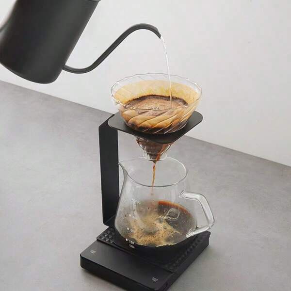 1pc Black Coffee Filter Rack, Casual Metal Drip Coffee Filter Holder, Stainless Steel Manual Drip Coffee Stand For Home, Commercial And Outdoor Use Back To School