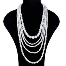 1 pièce Collier perles multicouches long, chaîne élégante et polyvalente pour pulls