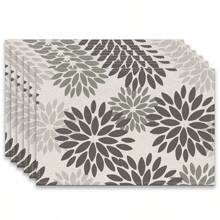 A Set Of 4/6pcs Spring And Summer Placemats Designed With Colorful Spring Flower Patterns, Woven From 100% Polyester Fiber, Machine Washable Polyester Placemats With Multiple Color Patterns To Choose From, Heat-Resistant, Stain Resistant, Waterproof, Easy To Clean, Suitable For Coffee Table Decoration, Holiday Party Decoration, Table Protection, Kitchen And Living Room Decoration