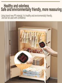 Foldable Transparent 2-Door Children Wardrobe With Drawers, Storage Cabinet Organizer Rack, No Assembly Required