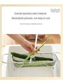 1pc Stainless Steel Sink Drain Basket, Sink Multi-Functional Household Retractable Rack With Feet, Fruit And Vegetable Drain Basket, Multi-Functional Tableware And Chopsticks Drain Rack - Multicolor - View 12