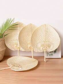 1件手工草编驱蚊风扇，轻巧，适合夏季