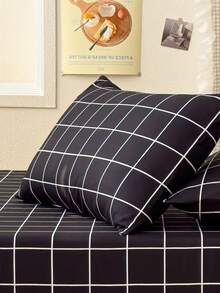 2/3 件柔软床笠套件 - 床单套件 1/2 枕套和 1 个床垫保护套（30 厘米/12 英寸深） - 现代床垫套或床垫枕套，适合所有床尺寸，单人床，全尺寸大号双人床，特大号双人床，单人床，双人床上用品套件 - 黑色 - 查看 9