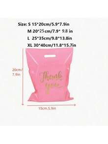 20个/50个/100个粉色“谢谢”礼品袋，适用于婚礼、生日、派对、服装包装、精品店、零售、礼品袋、小型企业、白色/黑色购物袋、手提袋、小袋、节日、圣诞节、母亲节、伴娘礼物、毕业礼物、生日礼物、结婚礼物、返校季等场合。 - 彩色 - 查看 7