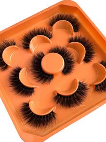 5 对奢华 3D 仿貂皮睫毛 - 浓密、蓬松、优雅的 D 形卷曲假睫毛，自然外观，蓬松的戏剧性猫眼睫毛，可重复使用，适合初学者，适合所有场合 - 濃密款 - 查看 7