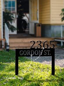 Personalized Address Sign Custom House Number Sign Plaque Address Plaque House Address Numbers For Outside Home Lawn Yard Ground Garden Bell Style With 2 Stakes - Black - View 1