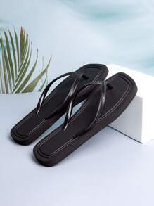 Sandalias tipo chanclas de mujer de unicolor, estilo casual y sencillo, apropiadas para uso en exteriores, playa, baño, con separador de dedos, para primavera/verano