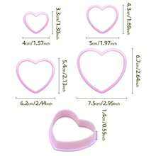 4 piezas Cortadores de plástico con forma de corazón para hornear galletas, moldes para decorar pasteles y fondant - Rosa - Ver 3