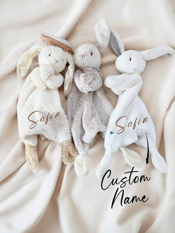 1pc Personalized Rabbit Comfort Towels, Long-Eared Rabbit Plush Towels, Easter Gifts, Sleeping Plush Towels,Multi-Functional,Ornamental,Letter,Stylish,Modern,Colorful,Cute,Adorable,Casual,Custom,Personalised,Unique,Customized,Ideal Gifts For Him,Ideal Gifts For Her