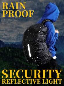 1 pieza Cubierta de lluvia reflectante para mochila de senderismo al aire libre, (30L-50L) Cubierta impermeable para mochila y equipaje con tira reflectante