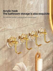 1/2/4pcs Stripes&Stone-Texture Coat Hook Gold&Sliver Color Hooks Adhesive Wall Hook Suitable For Towel Coat Keychain,Wall Hangers No Punch Hook Heavy Duty Wall Hooks For Bathroom Bedroom Kitchen Hotel Pool Chirsmas New Year Gift - Multicolor - View 13