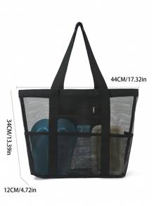Bolsa de playa de malla de poliéster hueca de gran capacidad, bolsa de lavado para viajes, bolsa de almacenamiento para natación, bolsa de playa minimalista de malla, regalo del Día de la Madre para mamá