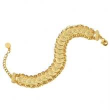 Herseygold 1pc Gold-Plated Copper Vintage Coin Retro Style Bracelet, Arabic Totem Jewelry For Women, Wedding & Festival