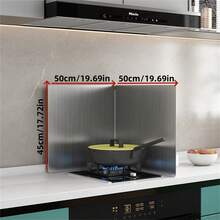 1pc Stainless Steel Kitchen Anti-Oil Splash Guard - Foldable Heat Insulation Cover, For Stove, Countertop And Cabinet Protection, Ideal For Cooking, Outdoor Camping And Modern Kitchen, Camping Cookware | Modern Kitchen Accessory | Stainless Steel Guard, Stovetop Protector, Slight Color Difference May Exist Due To Lighting, Display, Etc. - Silver - View 15