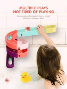 12pcs 24pcs 44pcs Ball Track Shower Water Slide Bath Toy Set With Mini Duck Interactive Multicolor Kids Bathtub Toy For Preschool Children Ideal Gift For Birthday Thanksgiving Christmas Etc Color Random