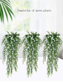2pcs Artificial Green Vine Money Leaf, 69 Mesh Eucalyptus Camellia Vine, Small Lotus Vine, Artificial Flower, White, Red, Yellow, Artificial Green Vine Money Leaf, 30 Inch Vine Flower, Suitable For Wedding Decoration, Home Decoration, Yard Decoration, Home Decoration,Fake Plants