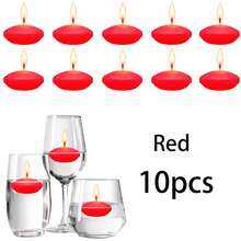10pcs Floating Candles, Smokeless Single Wick - Suitable For Romantic Atmosphere And Decoration, Ideal For Valentine's Day, Christmas, Thanksgiving, Mother's Day, Father's Day Celebrations, Red Festival Candles - Red - View 9